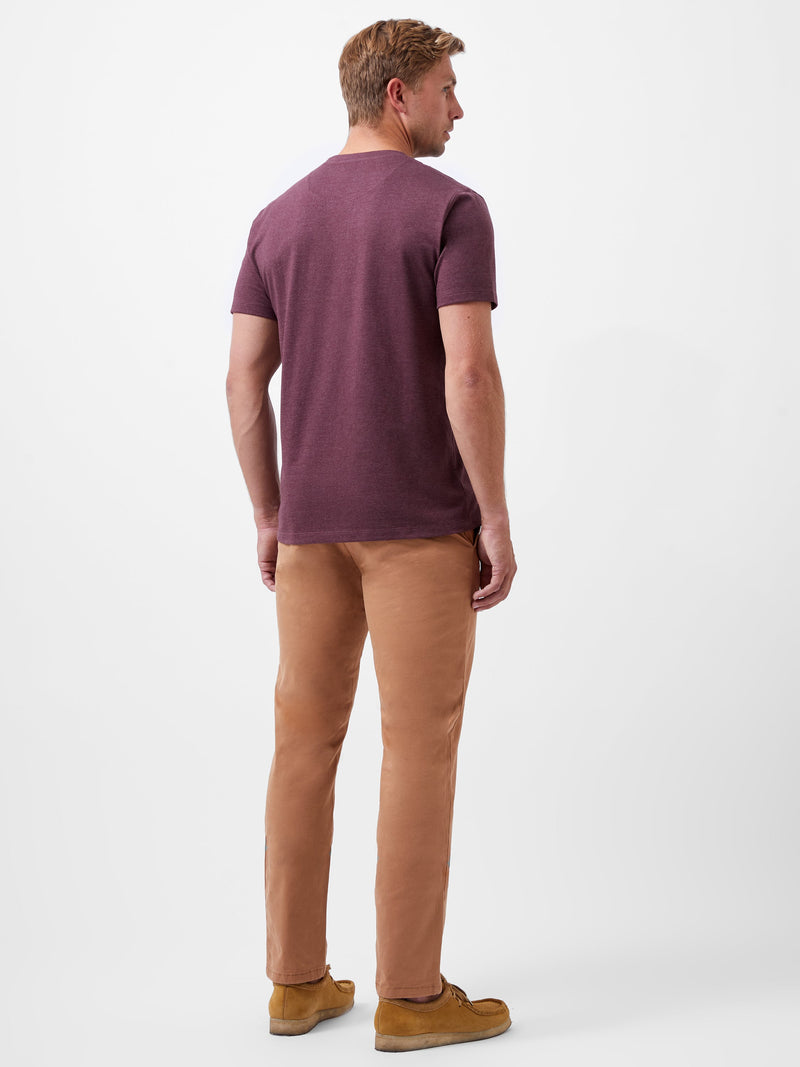 French Connection Organic Pocket T-Shirt Burgandy Mel