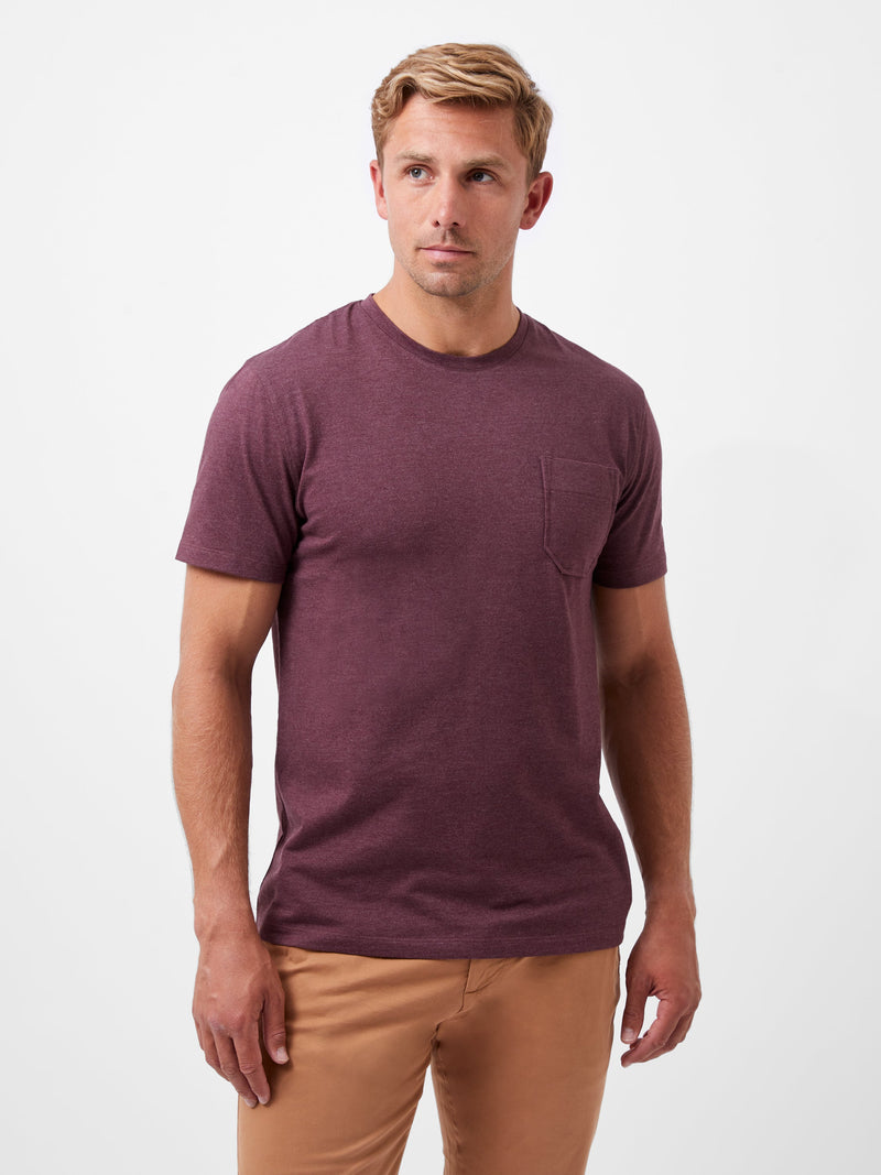 french connection Organic Pocket T-Shirt Burgandy Mel