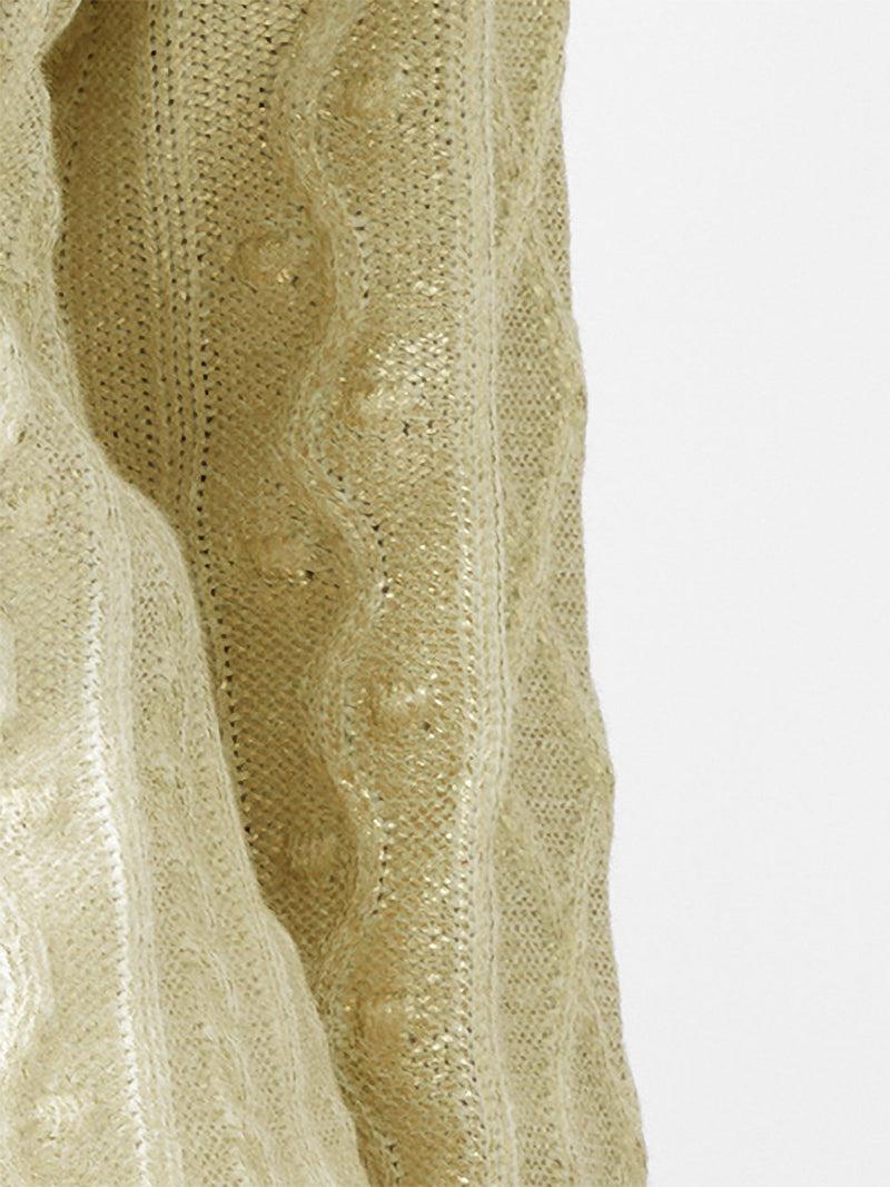 French Connection Otilia Gold Foil Cable Knit Jumper Gold/Winter White