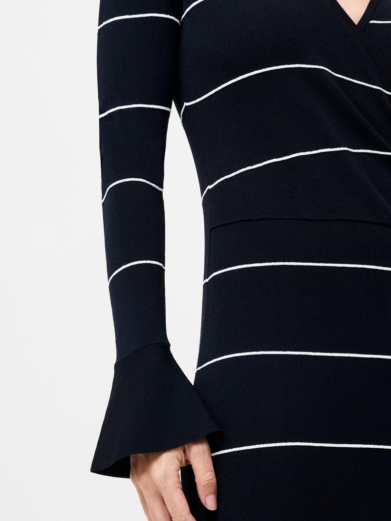 French Connection Ottie Knitted Stripe Maxi Dress Navy White