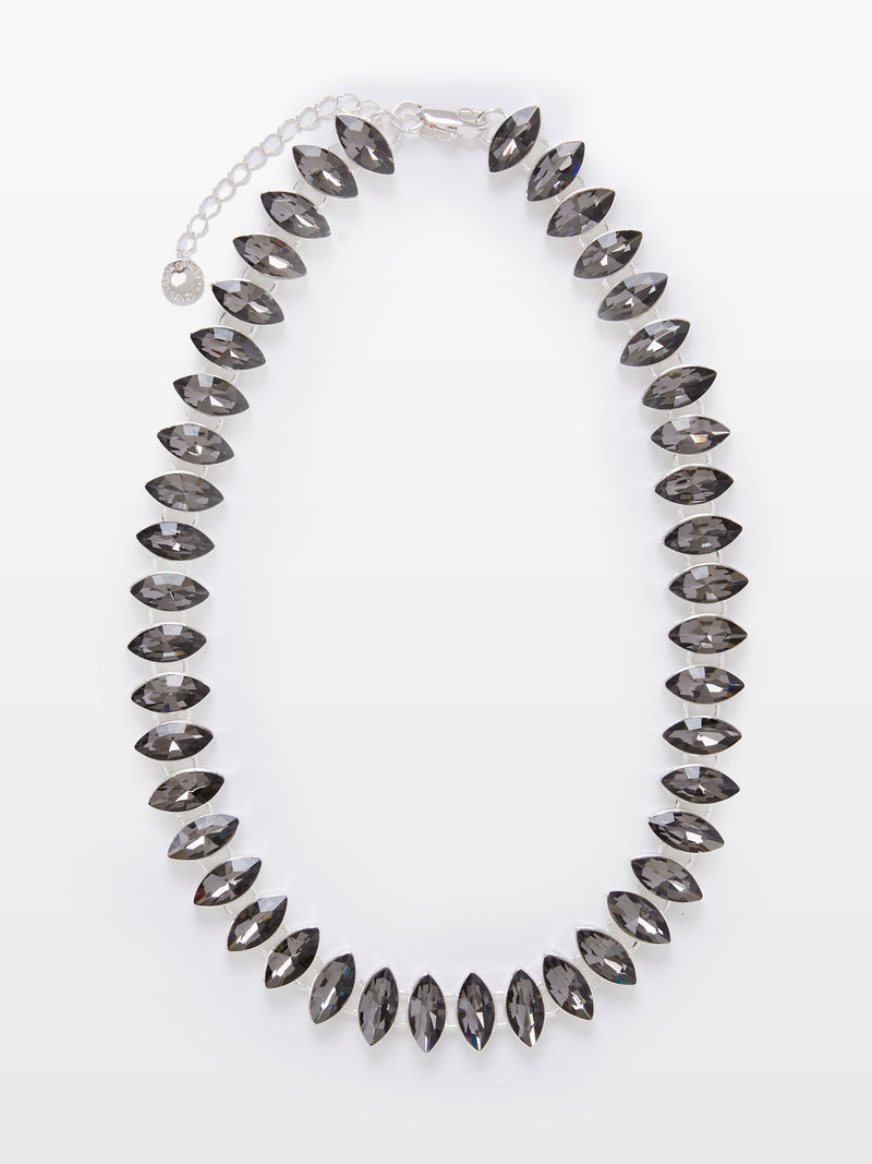 french connection Oval Crystal Necklace Black/Silver