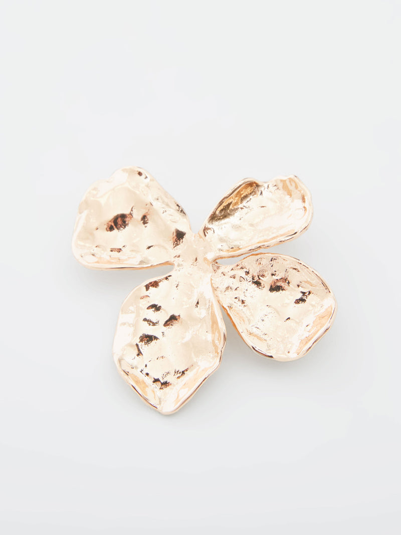 French Connection Oversized Hammered Flower Stud Earrings Gold