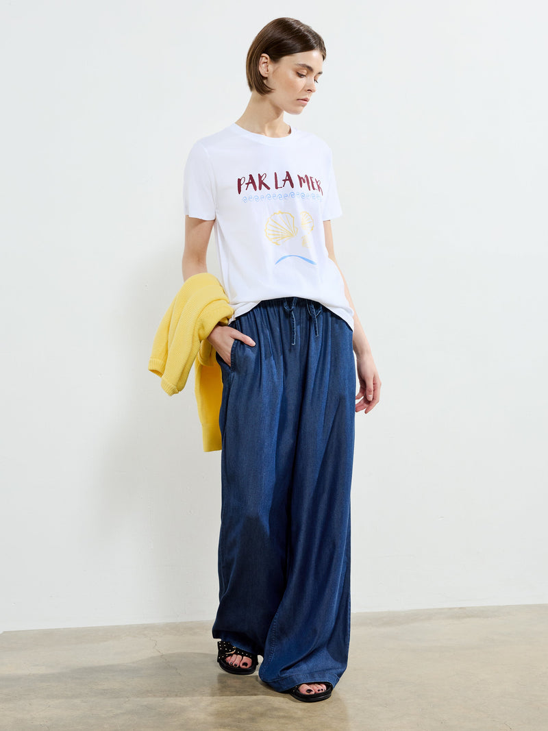 French Connection Par Le Mer Graphic T-Shirt Linen White