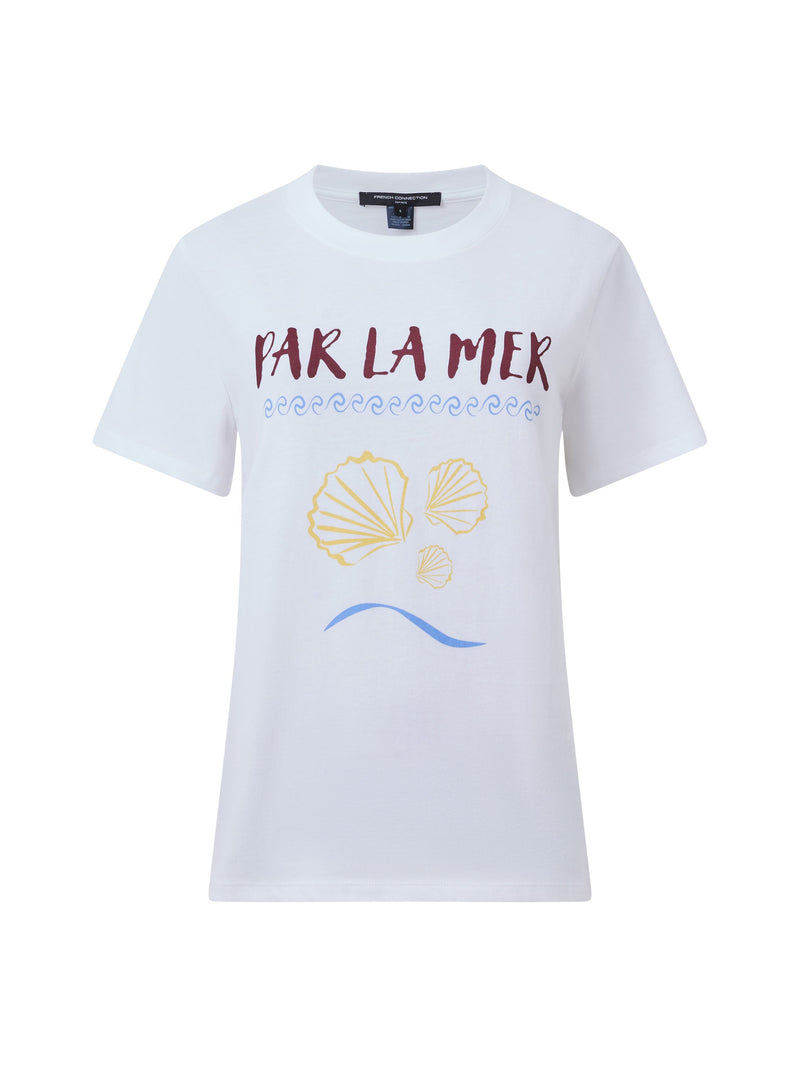 French Connection Par Le Mer Graphic T-Shirt Linen White