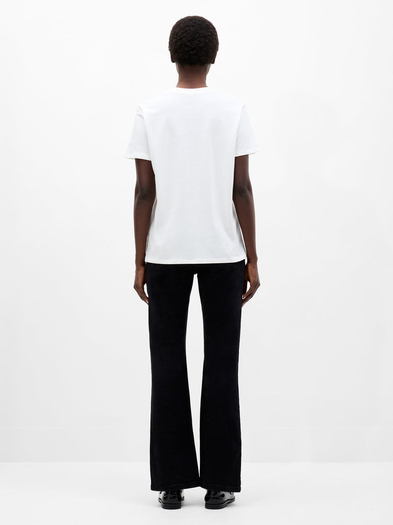 French Connection Paris Embroidered T-Shirt Winter White