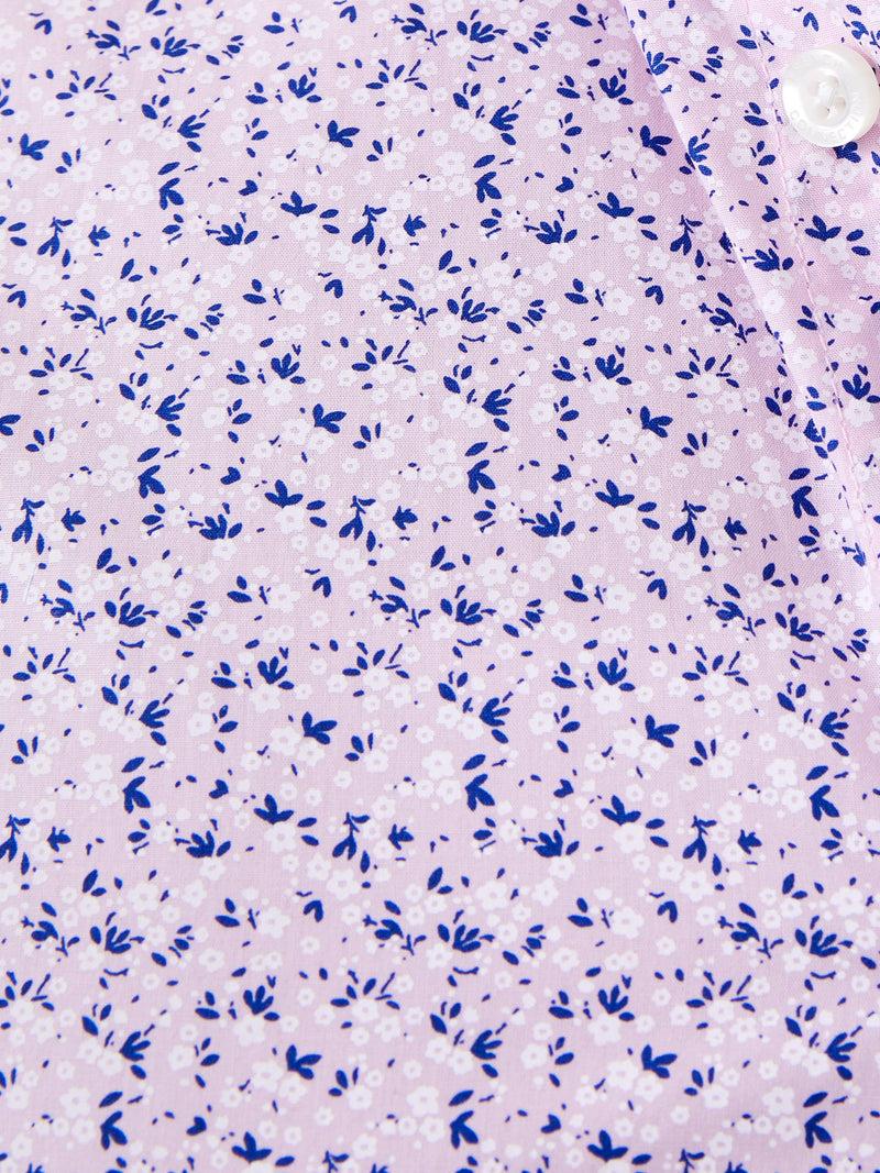 French Connection Patterned Short Sleeve Navy Trim Shirt Flora Pink