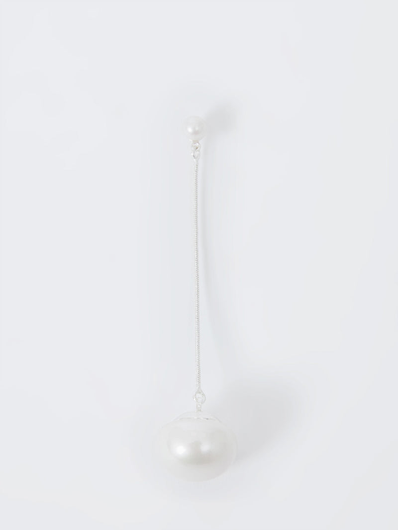 French Connection Pearl Dangle Drop Earrings Silver