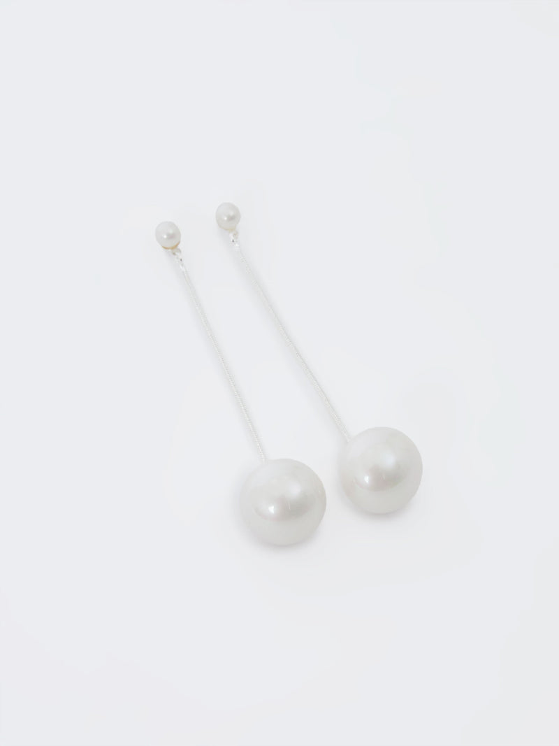 french connection Pearl Dangle Drop Earrings Silver