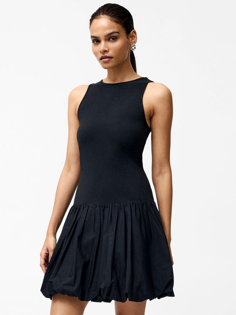french connection Phoebe Bubble Hem Mini Dress Black