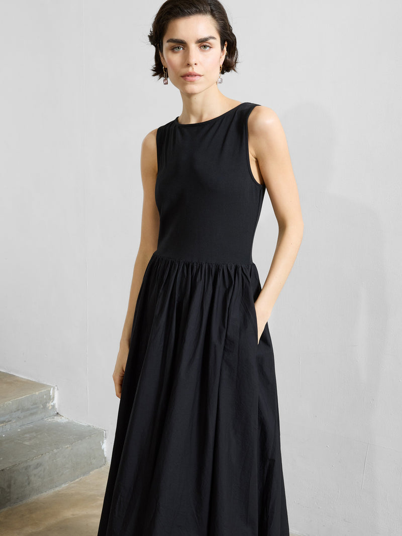 French Connection Phoebe Jersey Bubble Hem Midi Dress Black