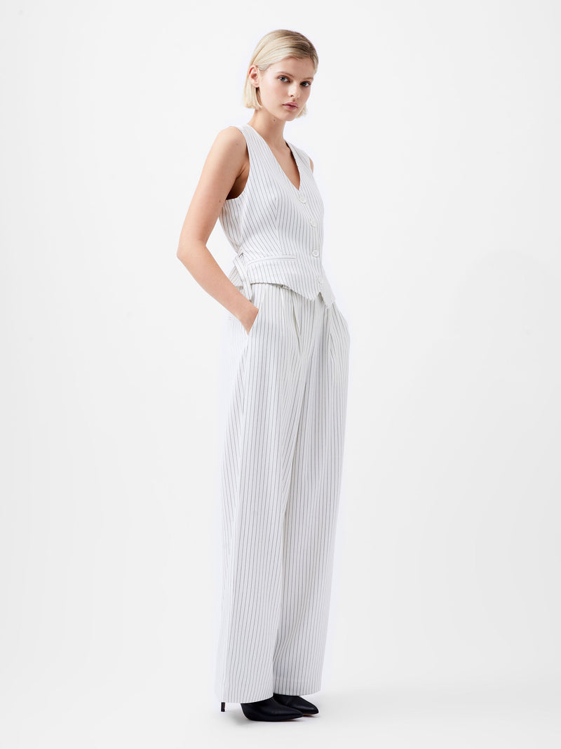 French Connection Pinstripe Cropped Waistcoat White/Black