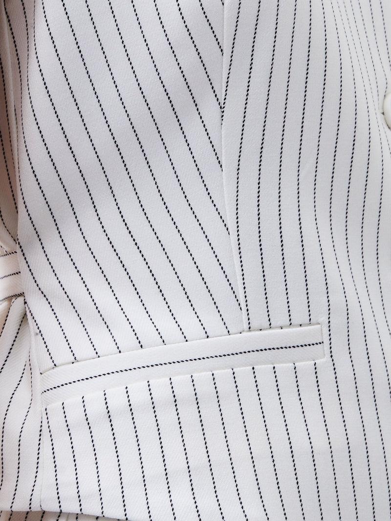 French Connection Pinstripe Cropped Waistcoat White/Black