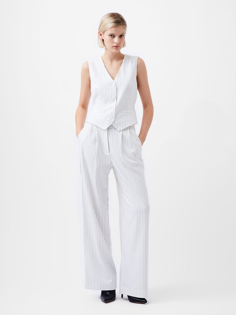 French Connection Pinstripe Cropped Waistcoat White/Black