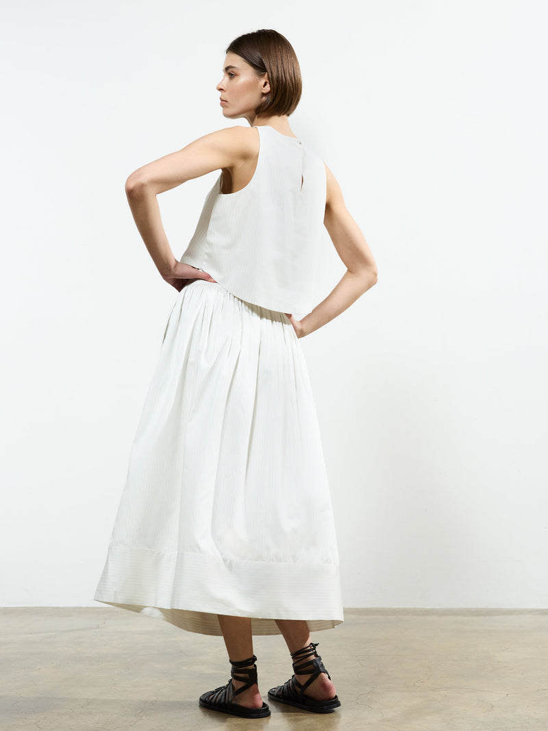 French Connection Pinstripe Poplin Maxi Skirt Cream/Blue Stripe