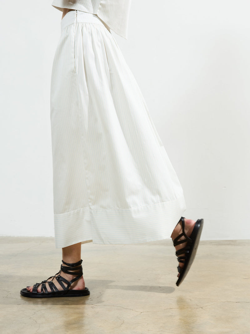 French Connection Pinstripe Poplin Maxi Skirt Cream/Blue Stripe