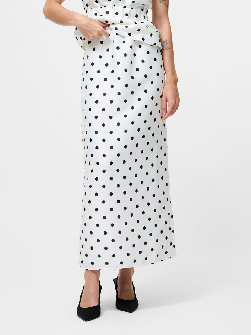 French Connection Polka Dot Maxi Skirt Summer White/Polka D