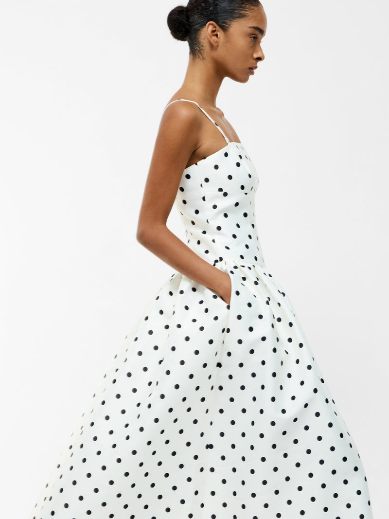 french connection Polka Dot Midi Dress Summer White/Polka D