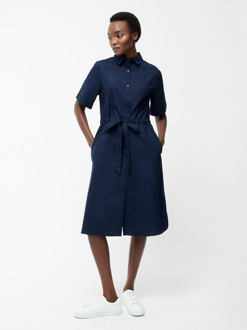 french connection Poplin Tie Waist Shirt Dress Midnight