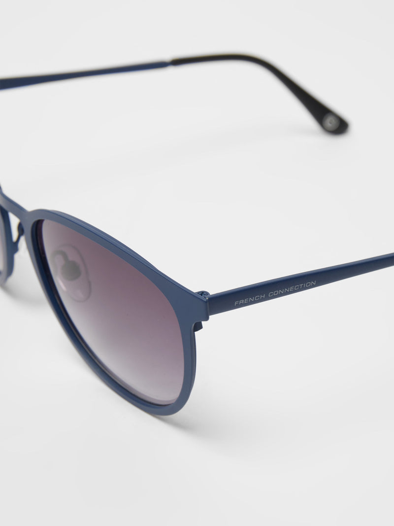 French Connection Preppy Round Sunglasses Utility Blue