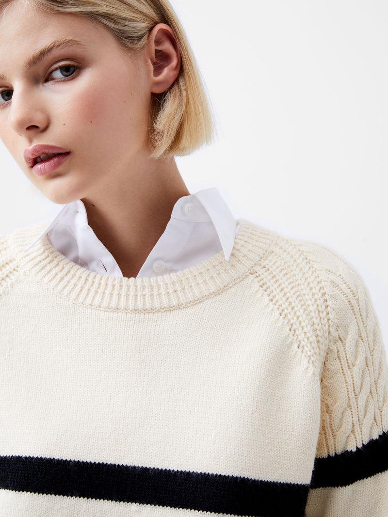 French Connection Quinley Stripe Jumper Classic Cream/Blacko