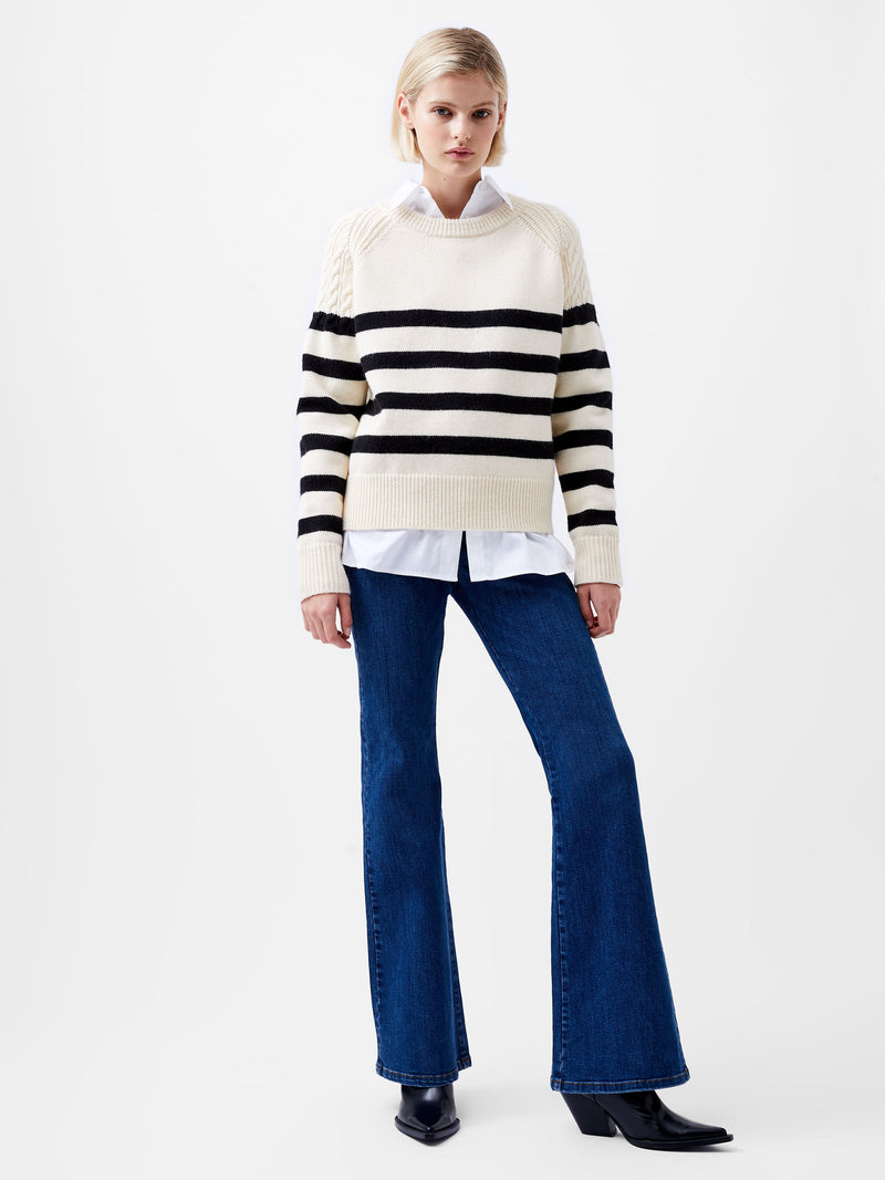 French Connection Quinley Stripe Jumper Classic Cream/Blacko