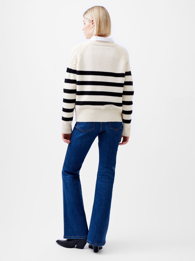 French Connection Quinley Stripe Jumper Classic Cream/Blacko