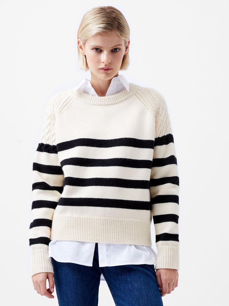 french connection Quinley Stripe Jumper Classic Cream/Blacko