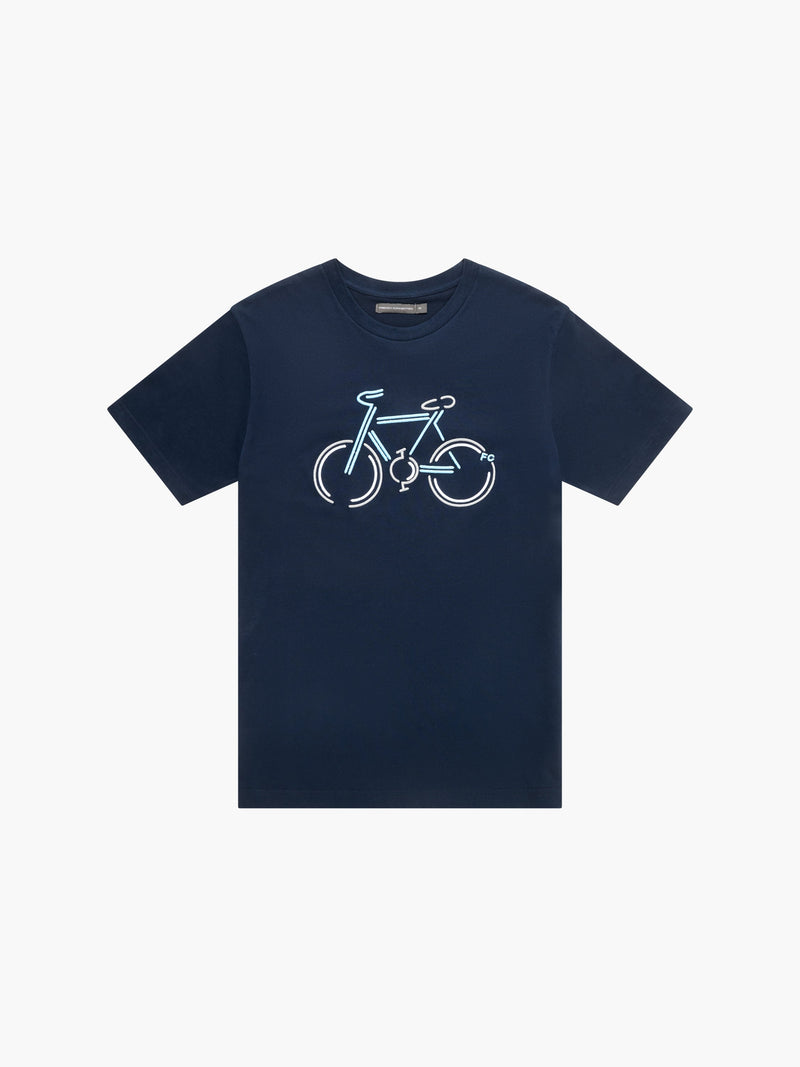 french connection Racer Bike Embroidered T-Shirt Marine