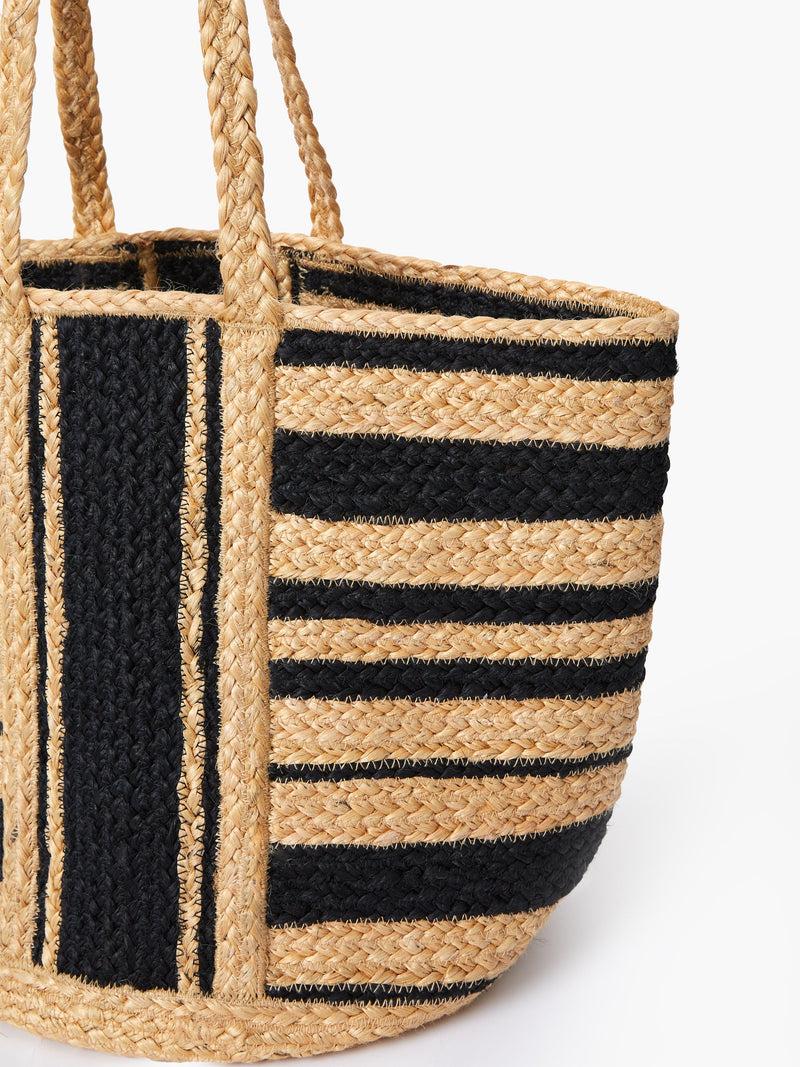 French Connection Raffia Stripes Beach Bag Natural/Black