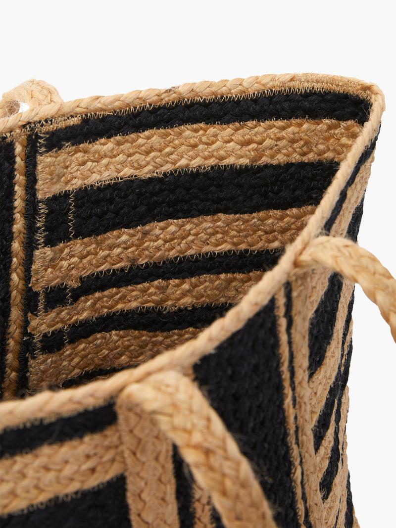French Connection Raffia Stripes Beach Bag Natural/Black