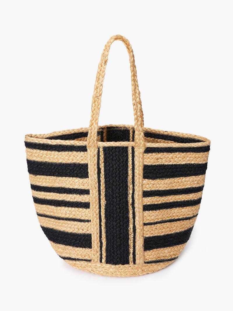 french connection Raffia Stripes Beach Bag Natural/Black