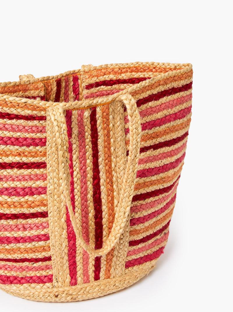 French Connection Raffia Stripes Beach Bag Red Multi