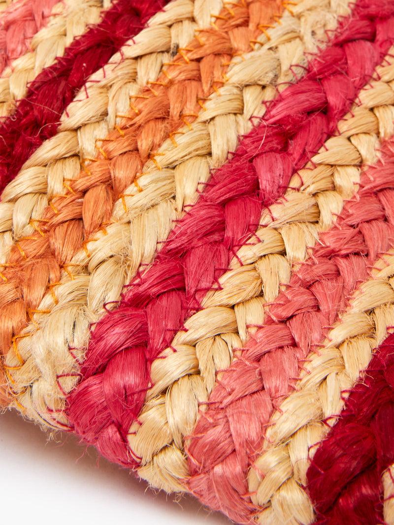 French Connection Raffia Stripes Beach Bag Red Multi