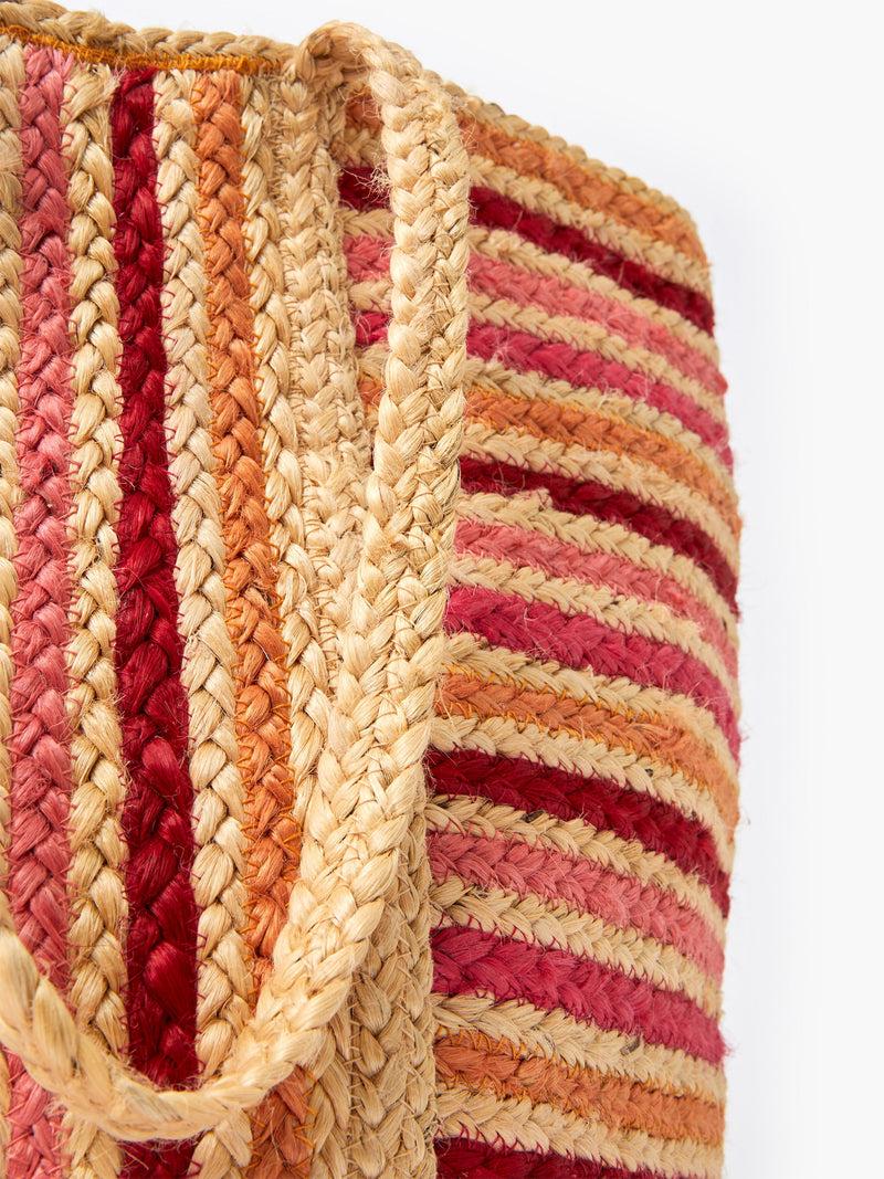 French Connection Raffia Stripes Beach Bag Red Multi