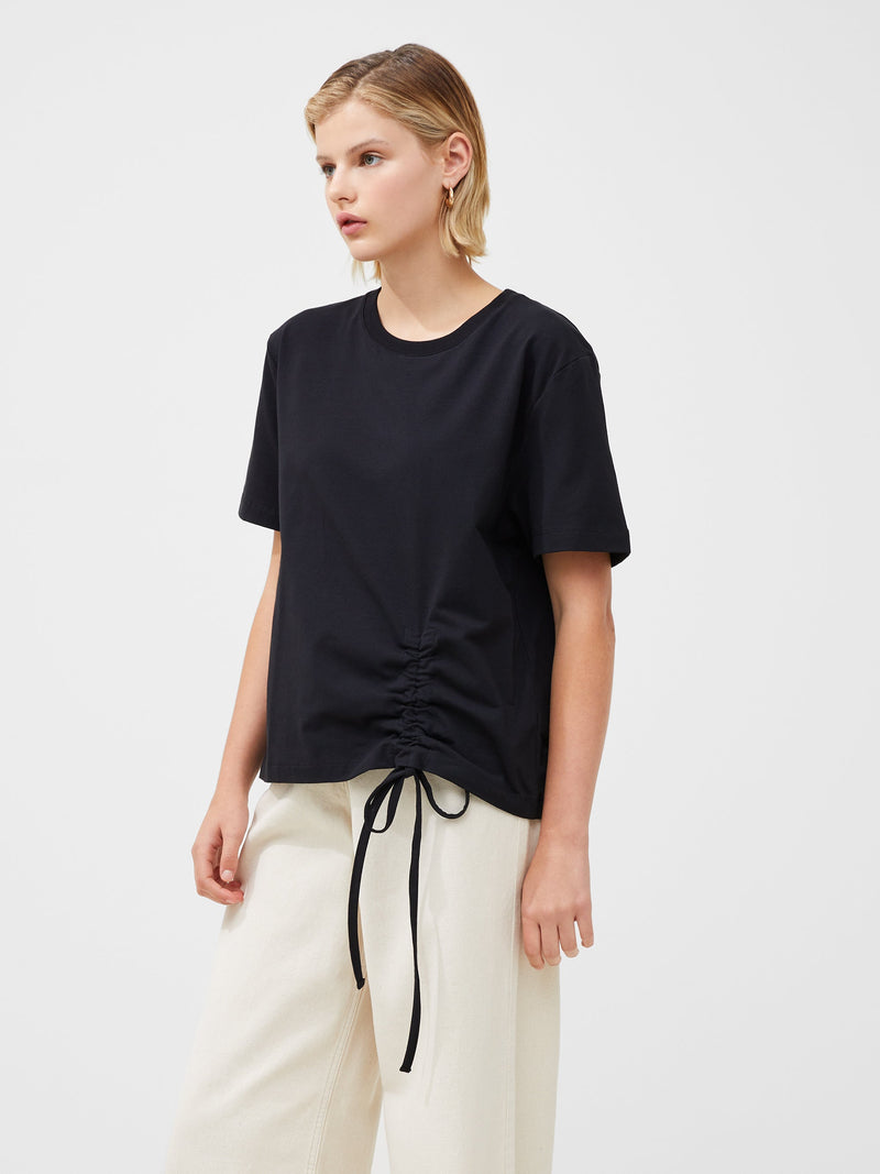French Connection Rallie Cotton Rouched T-Shirt Blackout