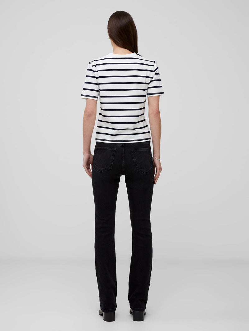 French Connection Rallie Cotton Stripe Short Sleeve T-Shirt Stripe S White/Marin