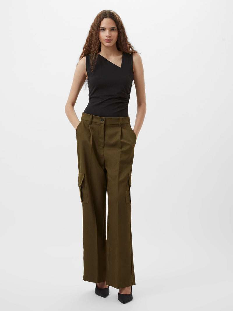 French Connection Rallie Gathered Asymmetric Bodysuit Black
