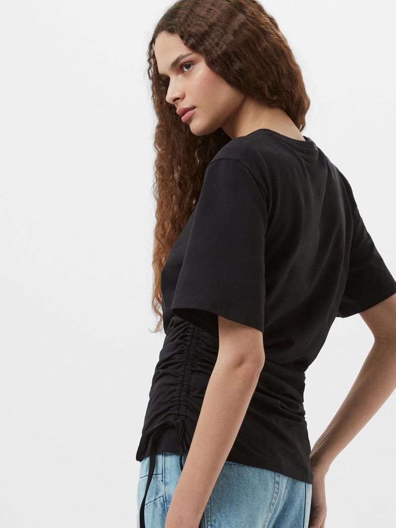 French Connection Rallie Ruched Drawstring T-Shirt Black