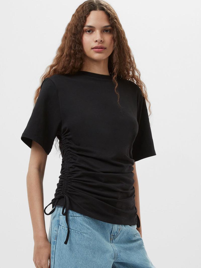 french connection Rallie Ruched Drawstring T-Shirt Black