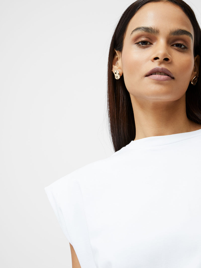 French Connection Rallie Shoulder Pad Tank Top Linen White