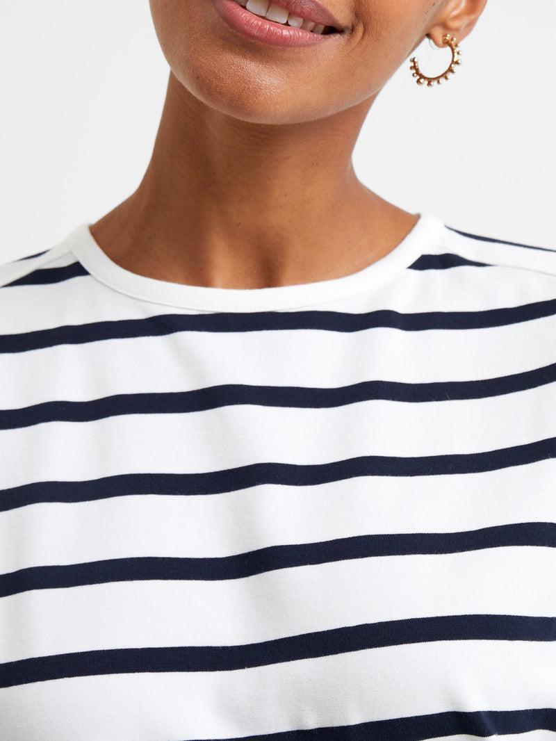 French Connection Rallie Stripe Slash Neck Top Summer White/Marine