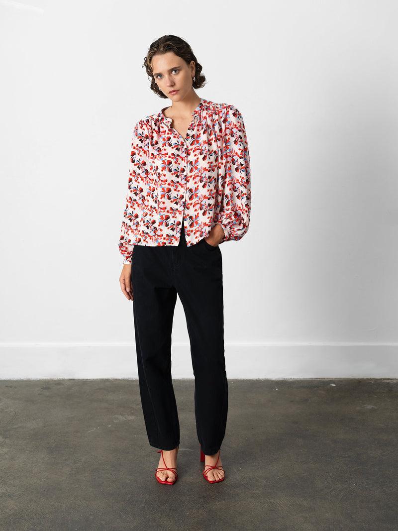 French Connection Rebecca Celaya Blouse Porcelain Cream Mult