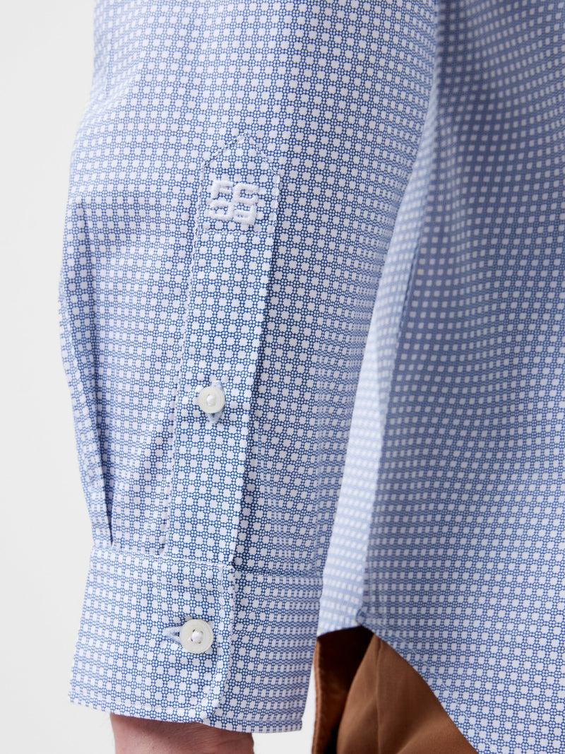 French Connection Regular Fit Classic Collar Geo Floral Shirt Lt Blue Print