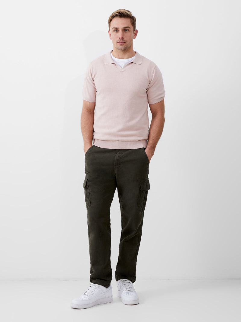 French Connection Resort Short Sleeve Polo Shirt Silver Pink