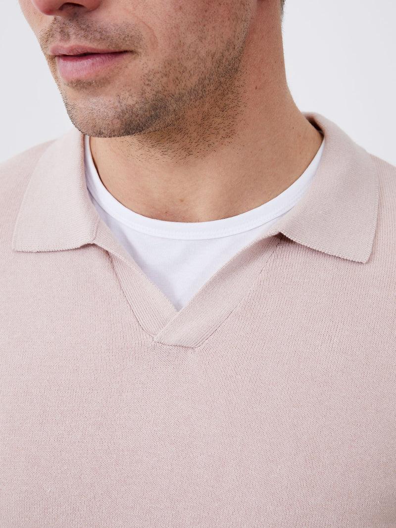 French Connection Resort Short Sleeve Polo Shirt Silver Pink