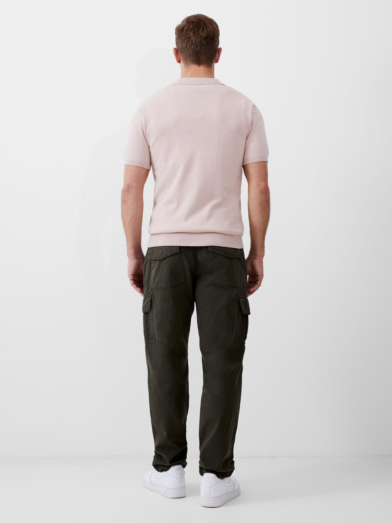 French Connection Resort Short Sleeve Polo Shirt Silver Pink