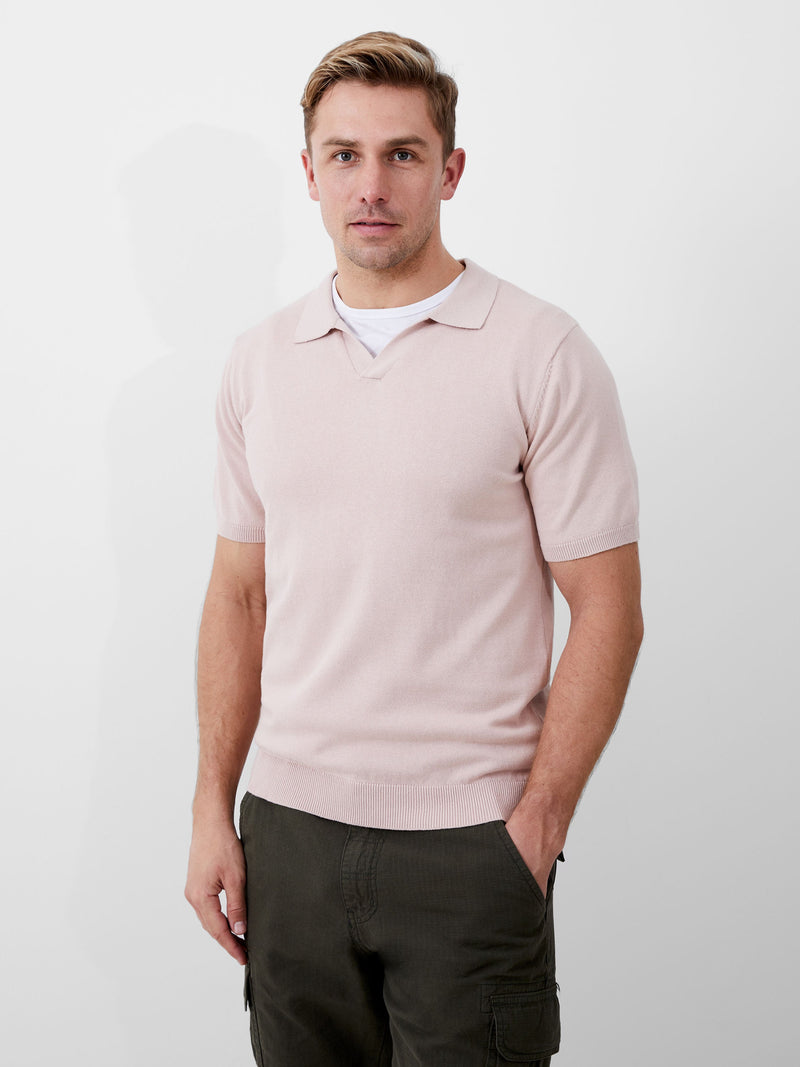french connection Resort Short Sleeve Polo Shirt Silver Pink