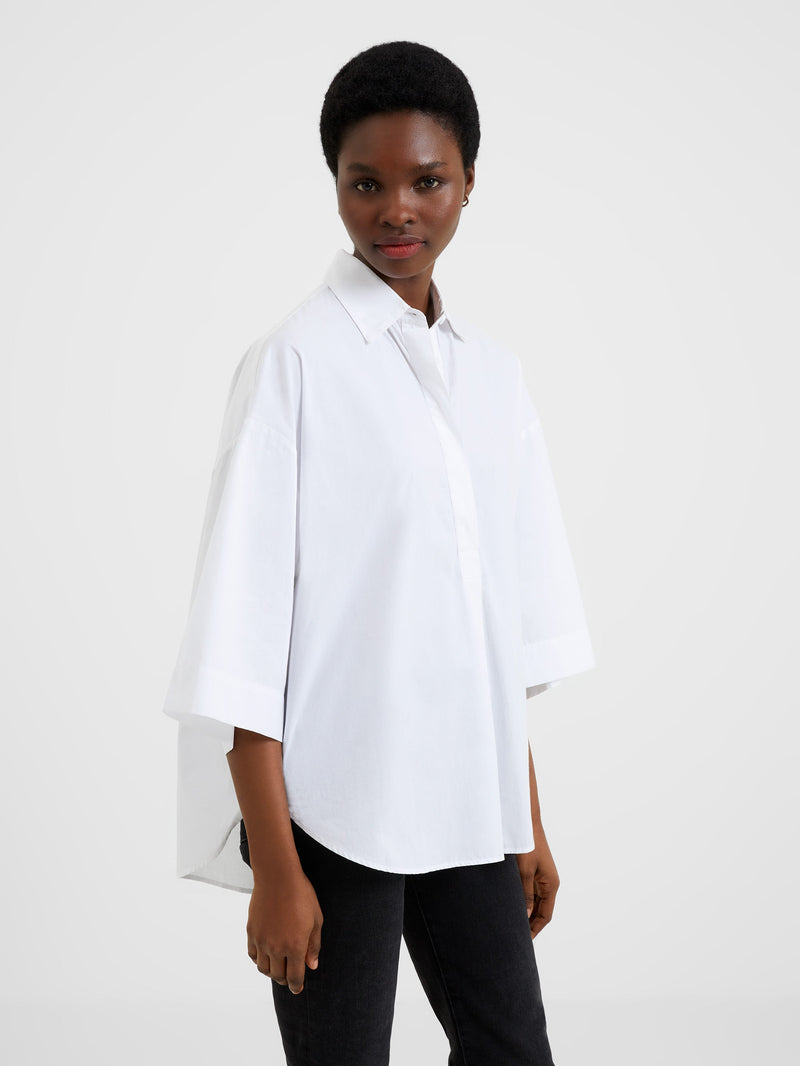 french connection Rhodes Poplin Popover Shirt Linen White