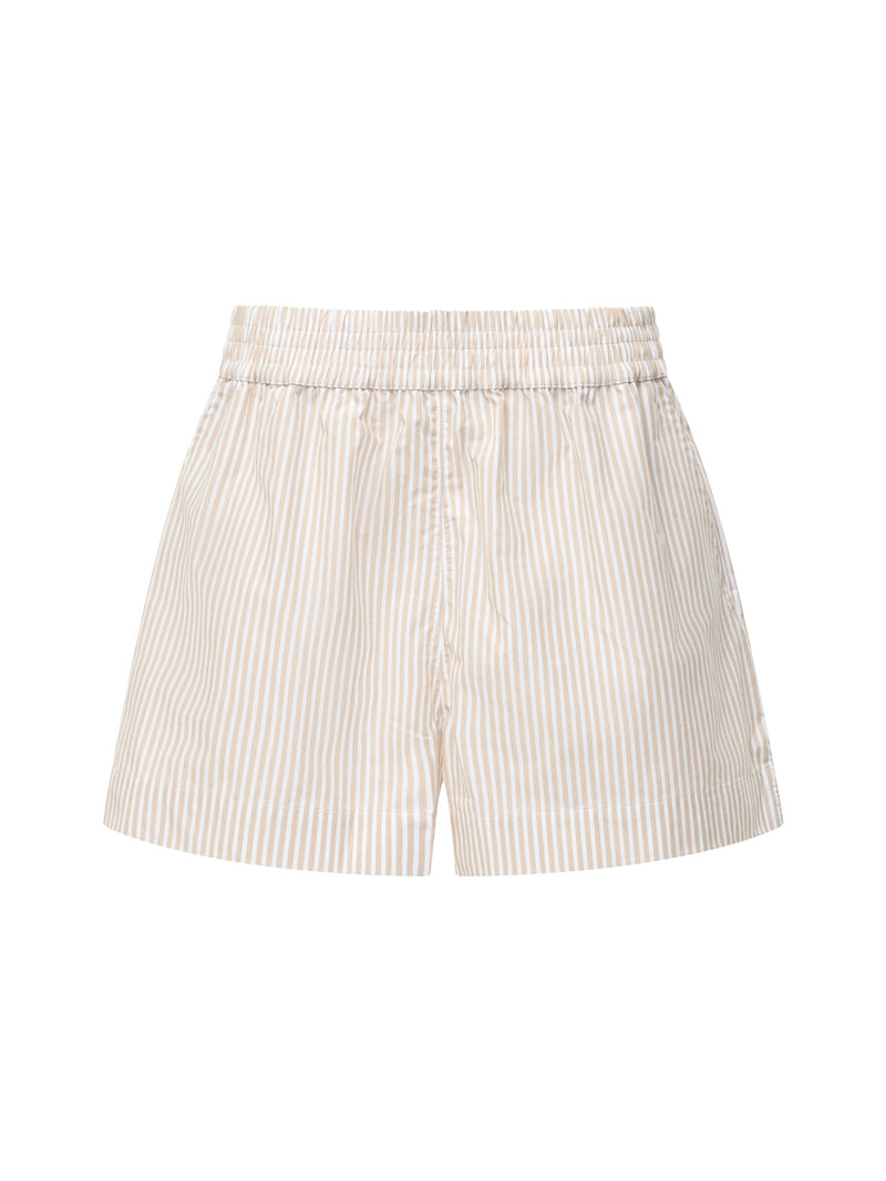 French Connection Rhodes Poplin Stripe Pull-On Shorts Incense/Porcelain Cr