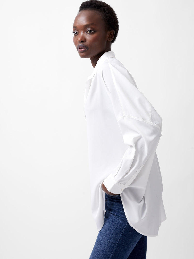 French Connection Rhodes Recycled Crepe Popover Shirt Winter White